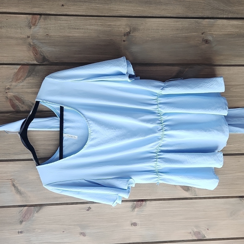 Babydoll Blouse Baby Blue Size 3X with Belt